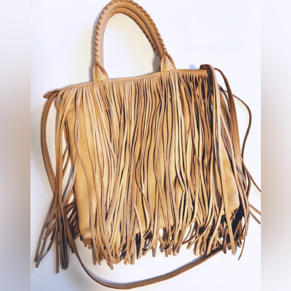 Lucky Brand Leather Fringed Crossbody Purse